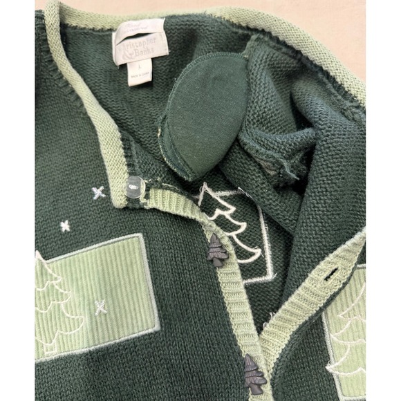 Christopher Banks Christmas Tree Cardigan Sweater Womens Large‎ Green Holiday - Picture 8 of 9
